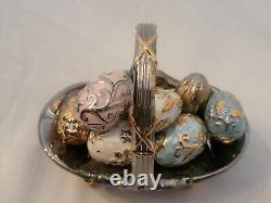 House of Faberge WINTER EGG BASKET (with 9 Eggs) by The Franklin Mint With COA
