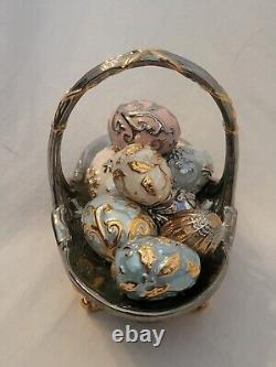 House of Faberge WINTER EGG BASKET (with 9 Eggs) by The Franklin Mint With COA