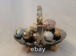 House of Faberge WINTER EGG BASKET (with 9 Eggs) by The Franklin Mint With COA