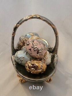 House of Faberge WINTER EGG BASKET (with 9 Eggs) by The Franklin Mint With COA