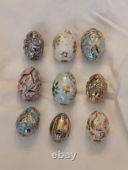 House of Faberge WINTER EGG BASKET (with 9 Eggs) by The Franklin Mint With COA