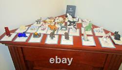 Huge Lot 25 Franklin Mint Cat Curio Cabinet Collection Figurines + Booklets