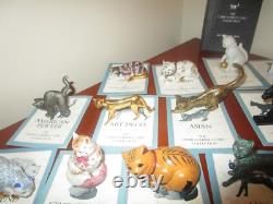 Huge Lot 25 Franklin Mint Cat Curio Cabinet Collection Figurines + Booklets