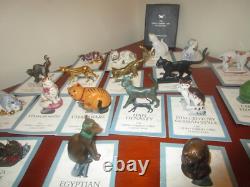 Huge Lot 25 Franklin Mint Cat Curio Cabinet Collection Figurines + Booklets