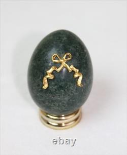 Italian Carrara Marble Franklin Mint EGG with Gold-toned bow from Franklin Mint