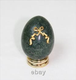 Italian Carrara Marble Franklin Mint EGG with Gold-toned bow from Franklin Mint