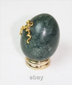 Italian Carrara Marble Franklin Mint EGG with Gold-toned bow from Franklin Mint