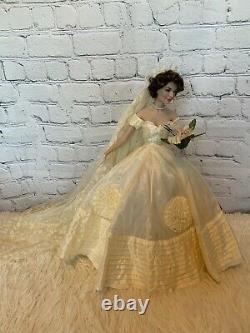 Jackie Onassis Kennedy Wedding Franklin Mint Heirloom Doll Porcelain Ann Lowe