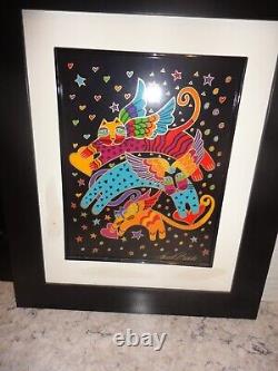 LAUREL BURCH Flying Felines Porcelain Plaque 24K Accents Franklin Mint limited