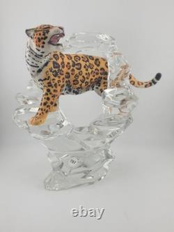 LEOPARD Porcelain Figurine Germany Lead Crystal Cliff Sculpture FRANKLIN MINT 8