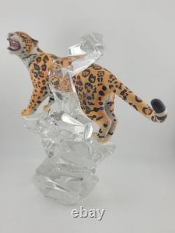 LEOPARD Porcelain Figurine Germany Lead Crystal Cliff Sculpture FRANKLIN MINT 8