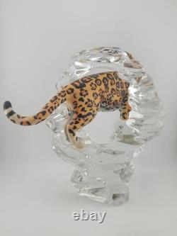 LEOPARD Porcelain Figurine Germany Lead Crystal Cliff Sculpture FRANKLIN MINT 8