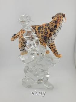 LEOPARD Porcelain Figurine Germany Lead Crystal Cliff Sculpture FRANKLIN MINT 8