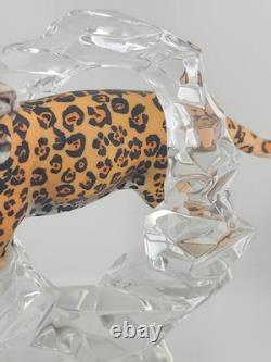 LEOPARD Porcelain Figurine Germany Lead Crystal Cliff Sculpture FRANKLIN MINT 8