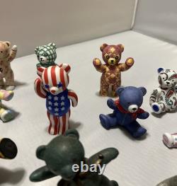 LOT FULL SET 14 1991 VTG Teddy Bears The Americana Collection Franklin Mint RARE