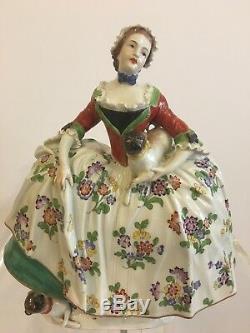 Lady Of The Order Of The Pugs Dresden Porcelain Figurine