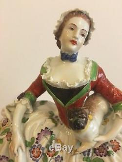 Lady Of The Order Of The Pugs Dresden Porcelain Figurine