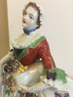 Lady Of The Order Of The Pugs Dresden Porcelain Figurine