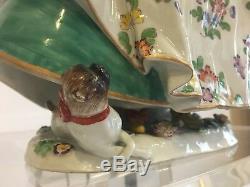 Lady Of The Order Of The Pugs Dresden Porcelain Figurine