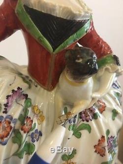 Lady Of The Order Of The Pugs Dresden Porcelain Figurine