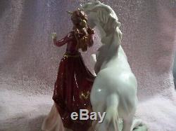 Large Franklin Mint Lady Unicorn Horse Porcelain Ceramic Statue Figurine