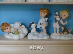 Lot 13 Franklin Mint ALMOST ANGELS Child Angel Porcelain Figurines Wall Cabinet