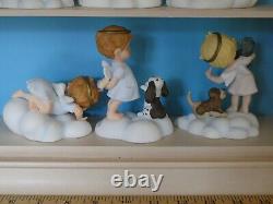 Lot 13 Franklin Mint ALMOST ANGELS Child Angel Porcelain Figurines Wall Cabinet