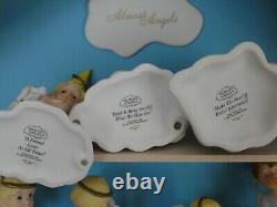 Lot 13 Franklin Mint ALMOST ANGELS Child Angel Porcelain Figurines Wall Cabinet