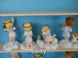 Lot 13 Franklin Mint ALMOST ANGELS Child Angel Porcelain Figurines Wall Cabinet
