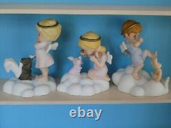 Lot 13 Franklin Mint ALMOST ANGELS Child Angel Porcelain Figurines Wall Cabinet