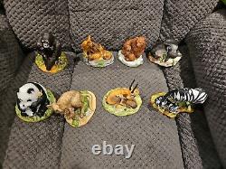 Lot Of 8 Franklin Mint Animals Mother & Baby Porcelain Figurine 1989 Rare