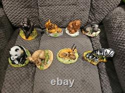 Lot Of 8 Franklin Mint Animals Mother & Baby Porcelain Figurine 1989 Rare