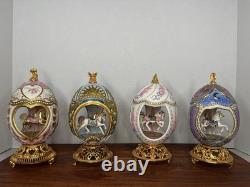 Lot of 4 The Franklin Mint The House of Faberge Eggs Musical Carousel Horses