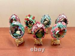 Lot of 7 House of Faberge Hummingbird Eggs Franklin Mint Jeweled Beauties Garden