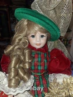 MARYSE NICOLE Lady Bethany Franklin Mint Full porcelain Christmas Doll 24 Vint