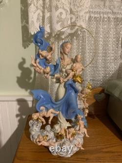 MARY QUEEN OF HEAVEN STATUE WithANGELS LIMITED EDITION FRANKLIN MINT