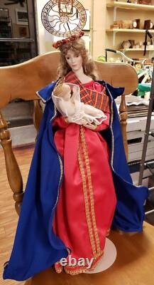 Madonna Of The Magnificat and Child Porcelain Doll 1988 Franklin Mint