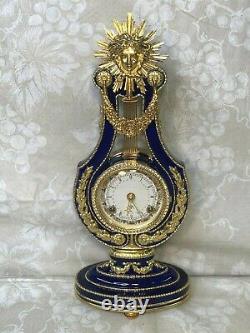 Marie Antoinette Clock Franklin Mint Cobalt Blue with Faux Diamonds Runs/Strikes