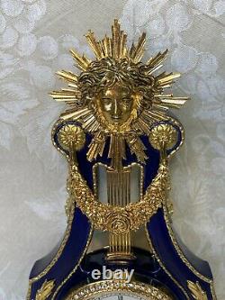 Marie Antoinette Clock Franklin Mint Cobalt Blue with Faux Diamonds Runs/Strikes