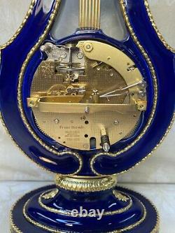 Marie Antoinette Clock Franklin Mint Cobalt Blue with Faux Diamonds Runs/Strikes