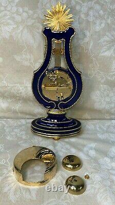 Marie Antoinette Clock Franklin Mint Cobalt Blue with Faux Diamonds Runs/Strikes