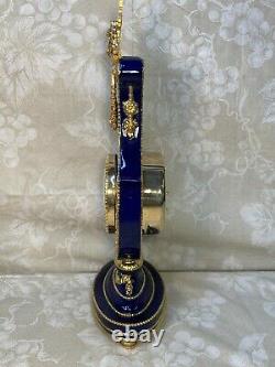 Marie Antoinette Clock Franklin Mint Cobalt Blue with Faux Diamonds Runs/Strikes