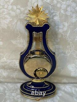 Marie Antoinette Clock Franklin Mint Cobalt Blue with Faux Diamonds Runs/Strikes