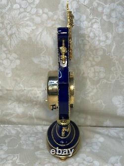 Marie Antoinette Clock Franklin Mint Cobalt Blue with Faux Diamonds Runs/Strikes