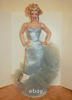 Marilyn Monroe Porcelain Franklin Mint Doll Light Blue Shimmery Dress withFREE MUG