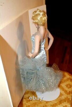 Marilyn Monroe Porcelain Franklin Mint Doll Light Blue Shimmery Dress withFREE MUG