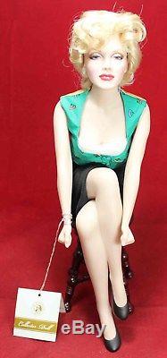 Marilyn Monroe Unforgettable Porcelain Doll with Stool Franklin Mint