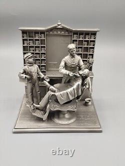 Metal Pewter 4X5 BARBER SHOP Franklin Mint Statute Figurine