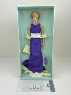 NEW Franklin Mint Princess Diana Doll Porcelain Doll Purple Gown NRFB 16in