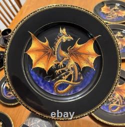 NEW RARE 20 Piece 4 Place Settings Franklin Mint Dragon Dynasty Dinnerware Gold